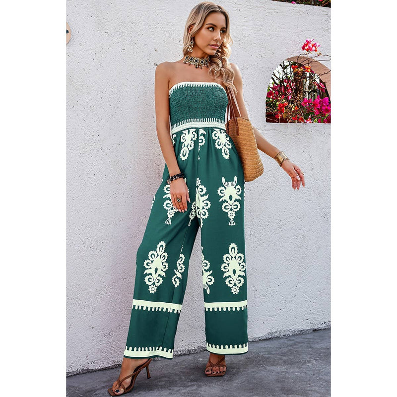Tan Geo Print Jumpsuit