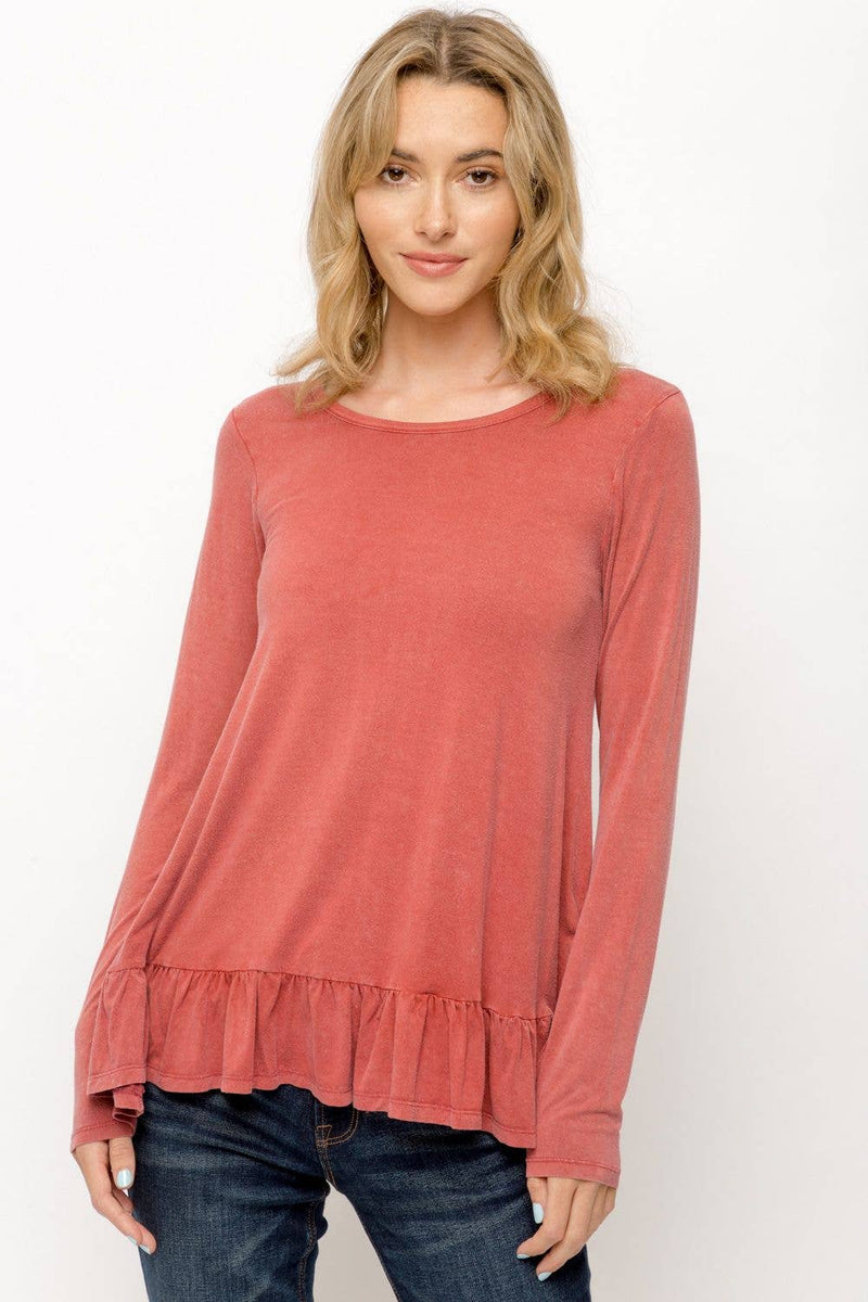 Ruffle Hem Top in Rust or Blush