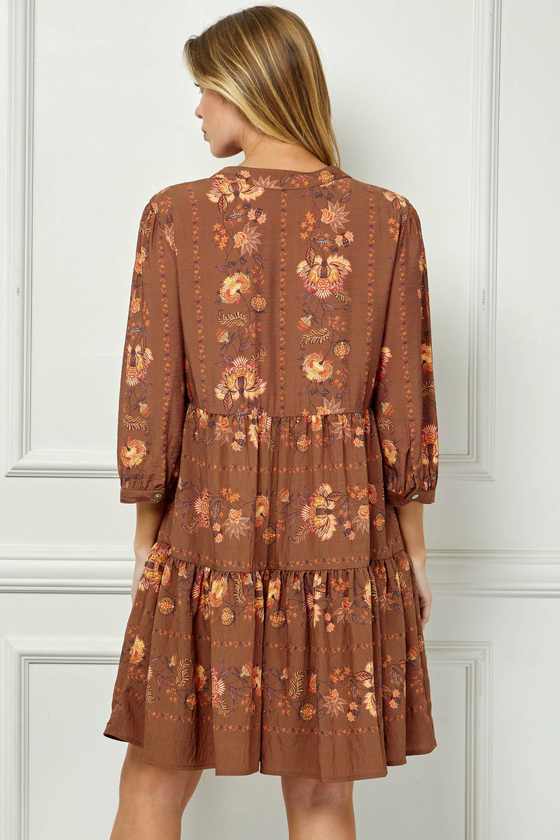 Rust Floral Shift Dress