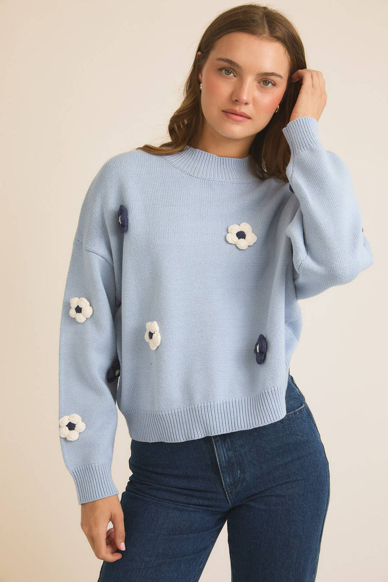 Baby Blue Flower Sweater