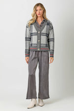 Grey Plaid Cardigan
