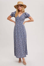 Boho Floral Print V-Neck Maxi Dress
