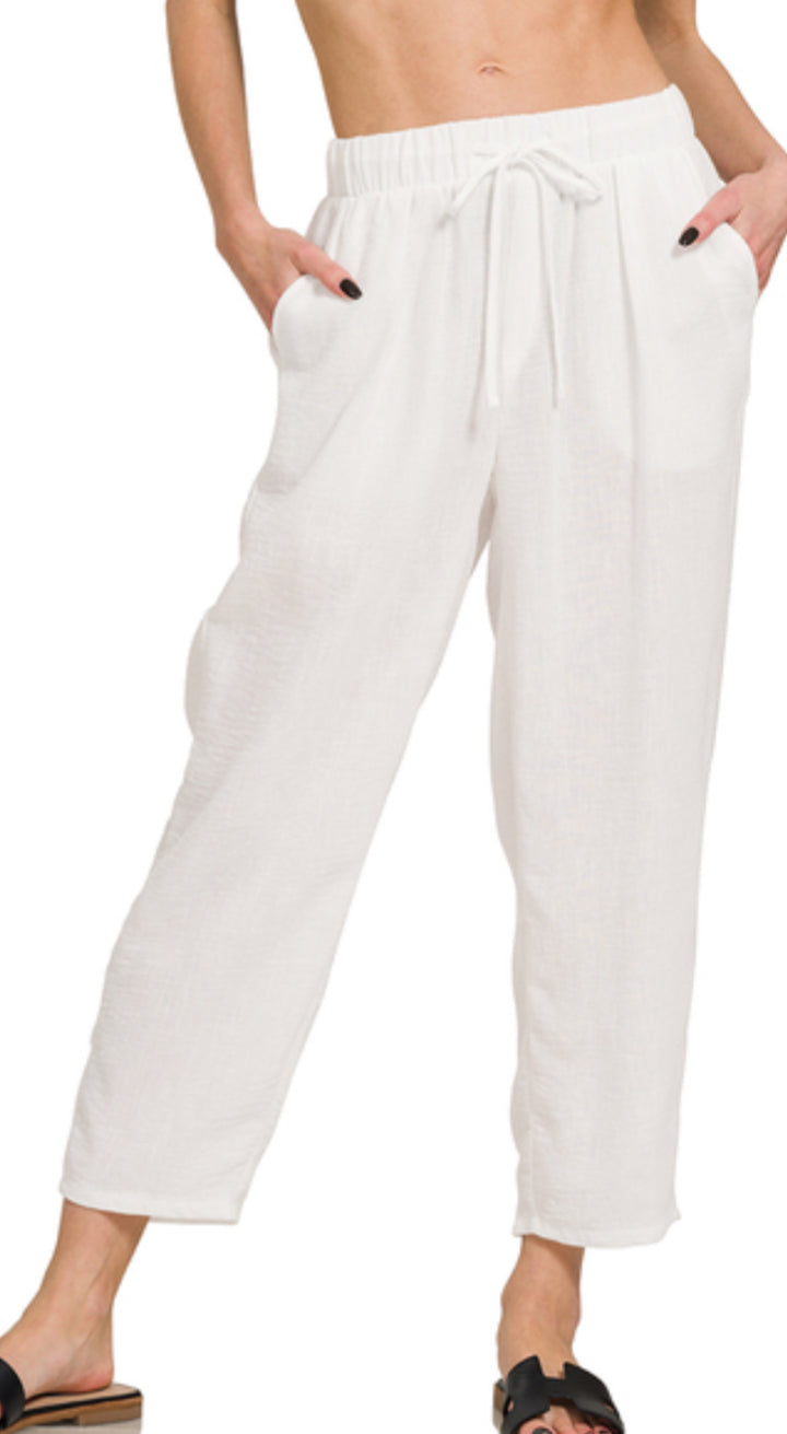 Drawstring Straight Leg Crops in 3 Colors