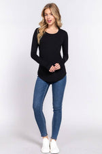 Long Sleeve Round Neck Rayon Top