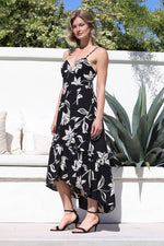 Lace-Up Back Midi Dress in Blue or in Black