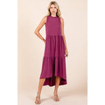Ruffled Tiered Magenta Dress