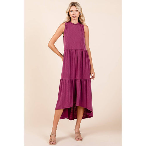 Ruffled Tiered Magenta Dress