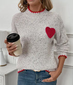 Crochet Heart Crewneck Wool Blend Sweater