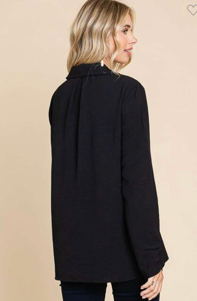 Curvy/Plus V-Neck Blouse in Black and in Red