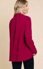 Curvy/Plus V-Neck Blouse in Black and in Red