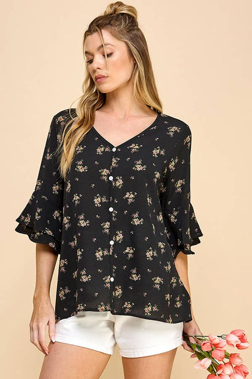 Black Floral Blouse