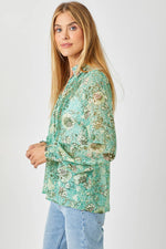 Sand Mix Pintuck Print Blouse