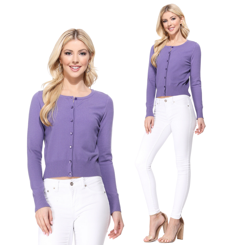 Button Down Crewneck Cardigan in 4 Colors