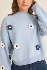 Baby Blue Flower Sweater