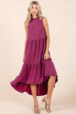 Ruffled Tiered Magenta Dress