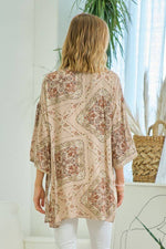 Printed Kimono With Lace Trim