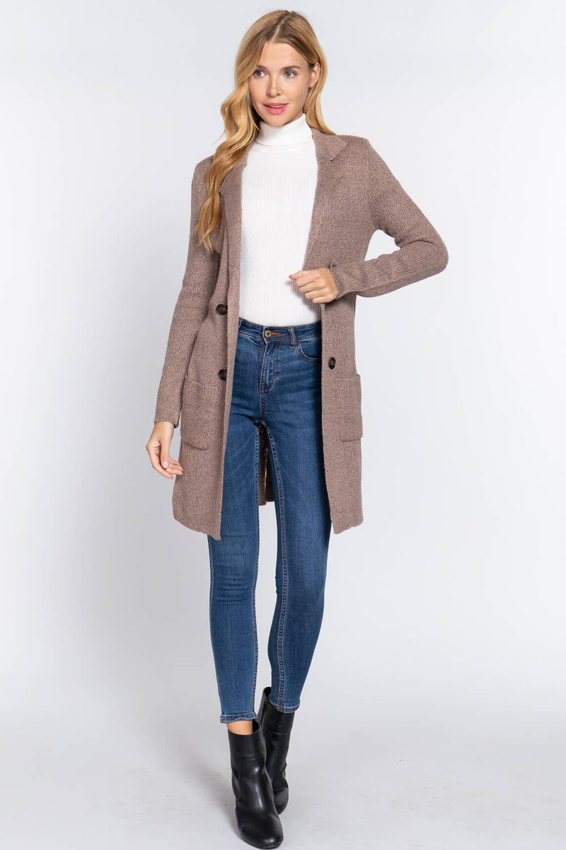 Long Notched Collar Cardigan/Jacket