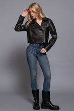 Vintage Wash Faux Leather Moto Jacket