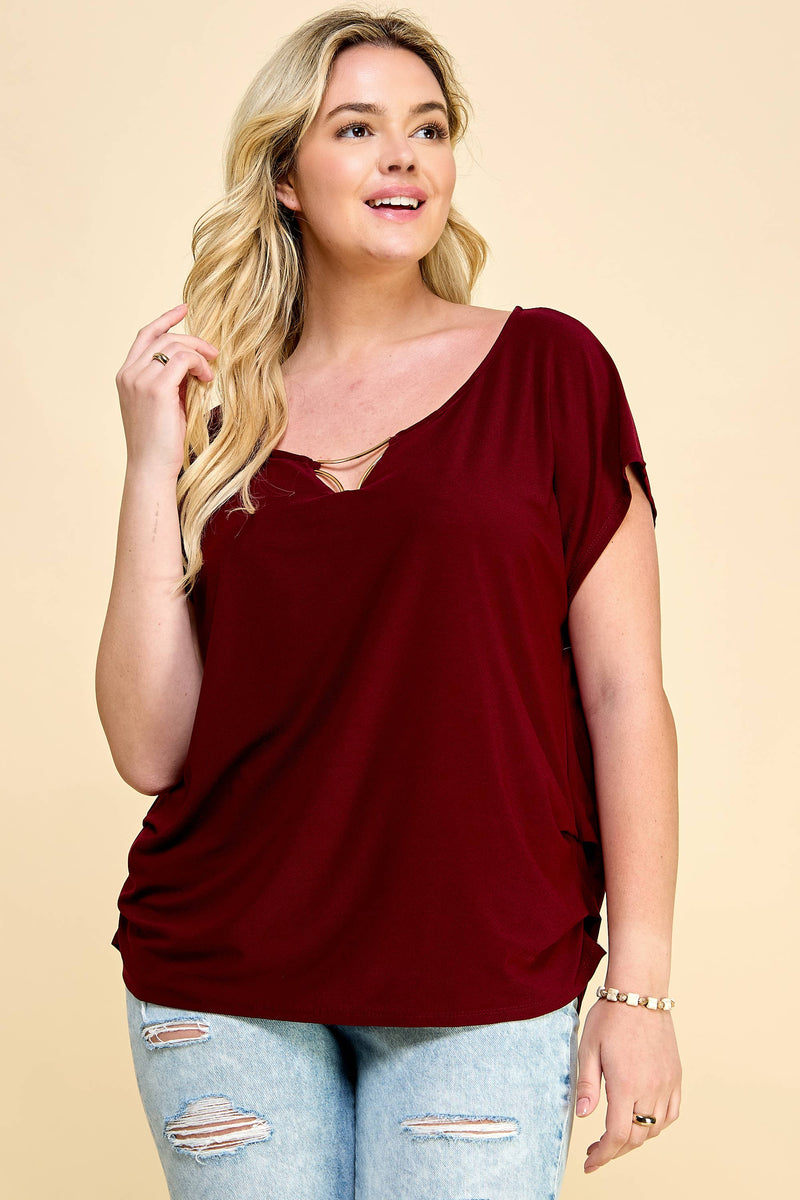 Plus Burgundy Blouse