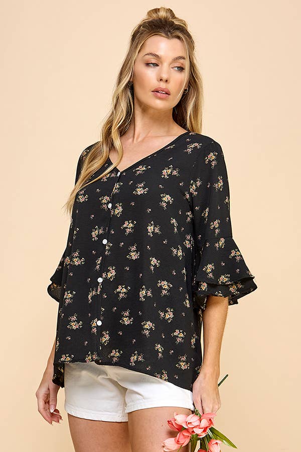 Black Floral Blouse