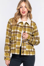 Plaid Jacket with Faux Fur Collar