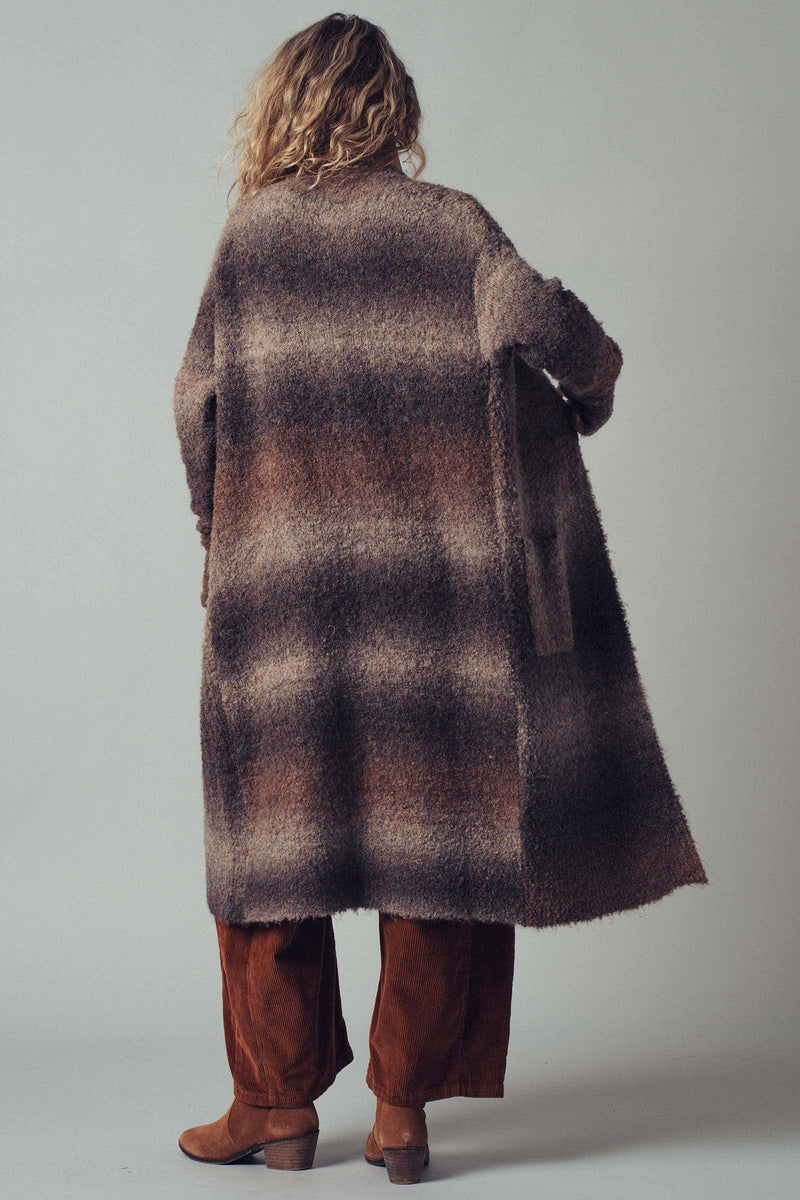 Brushed Ombre Knit Open Front Cardigan