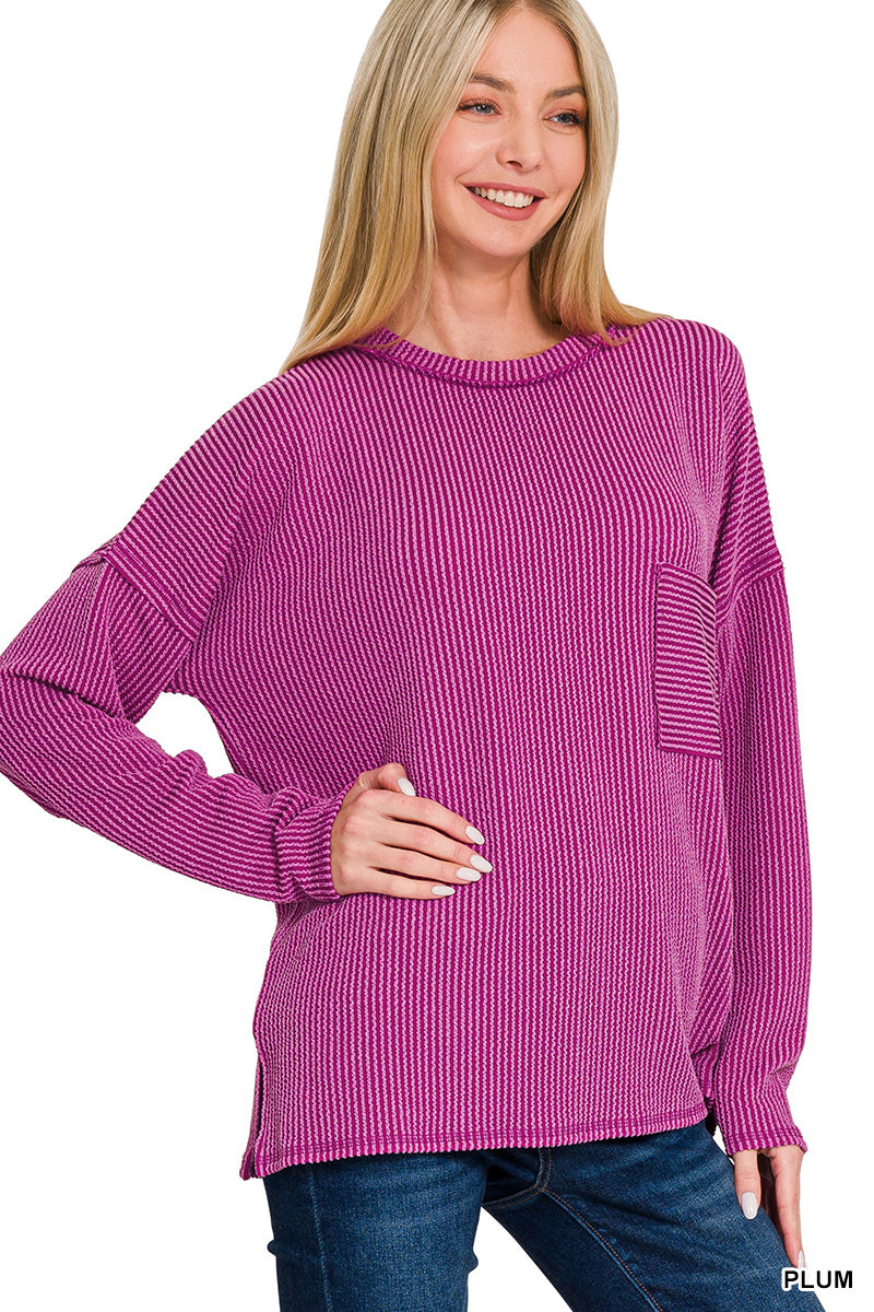 Ribbed Knit Drop-Shoulder Top in Seven Colors