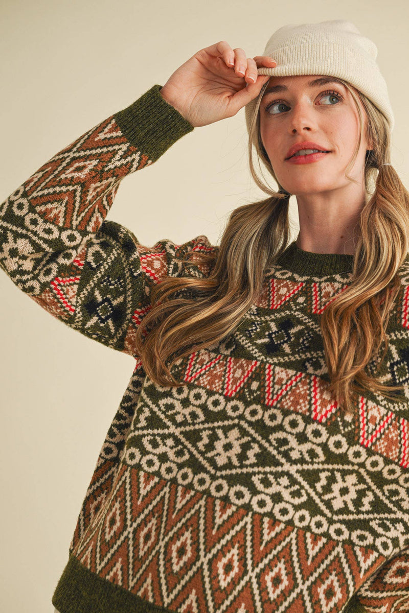 Green Alpine Design Sweater