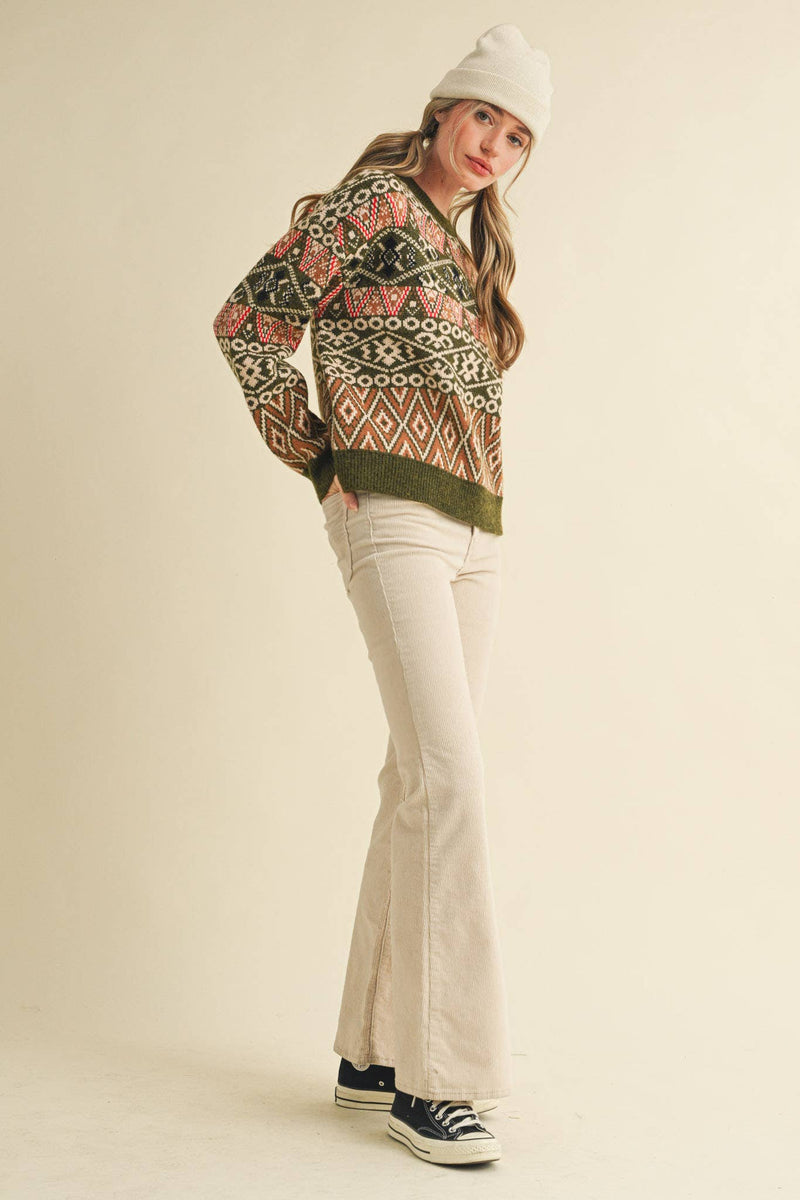 Green Alpine Design Sweater