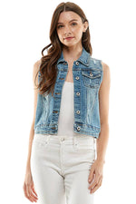 Ladies Distressed  Denim Vest