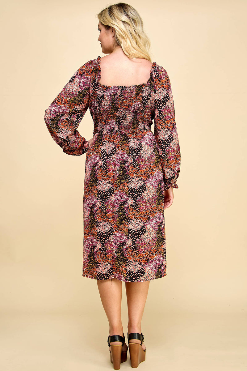 Plus Floral Patchwork Dress