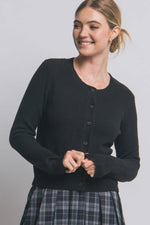 Crew Neck Button-up Cardigan