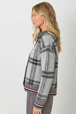 Grey Plaid Cardigan