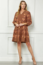 Rust Floral Shift Dress