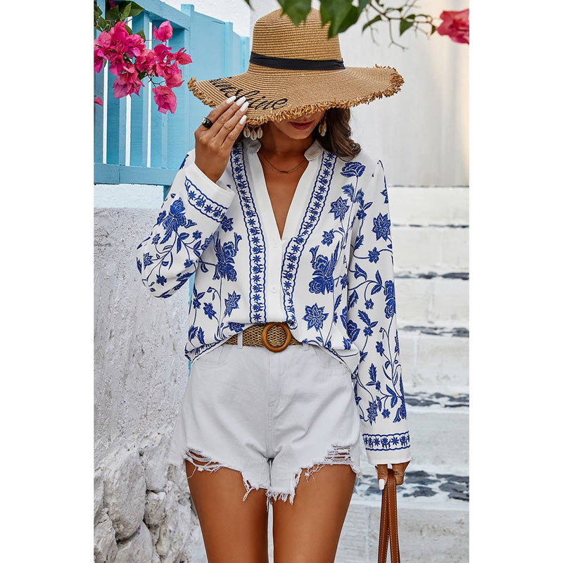 Relaxed Fit V-Neck Blouse