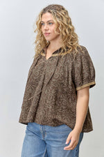Textured Blouse with Crochet Accent