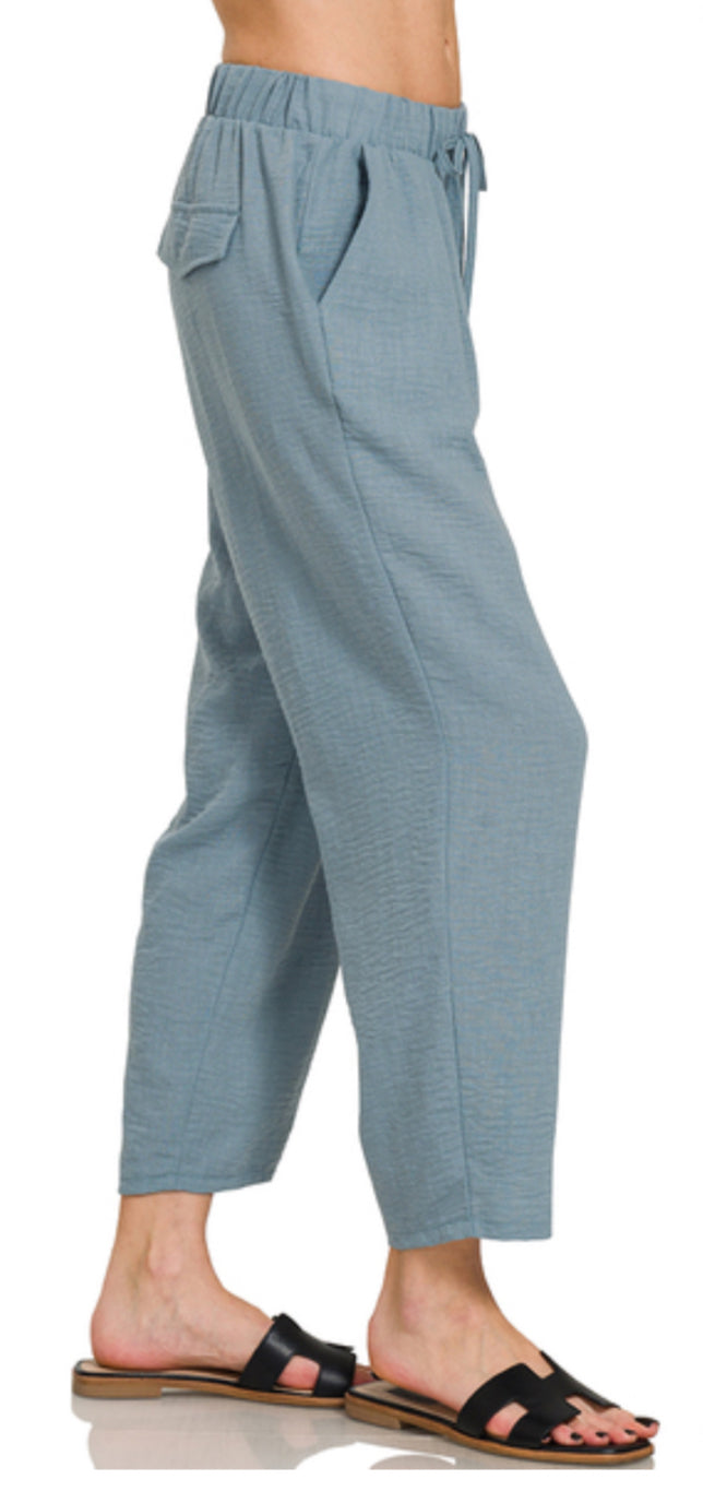 Drawstring Straight Leg Crops in 3 Colors