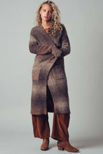 Brushed Ombre Knit Open Front Cardigan