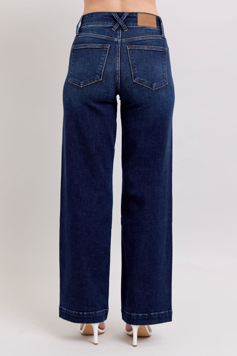 Judy Blue Wide Leg Dark Wash Trouser Jeans