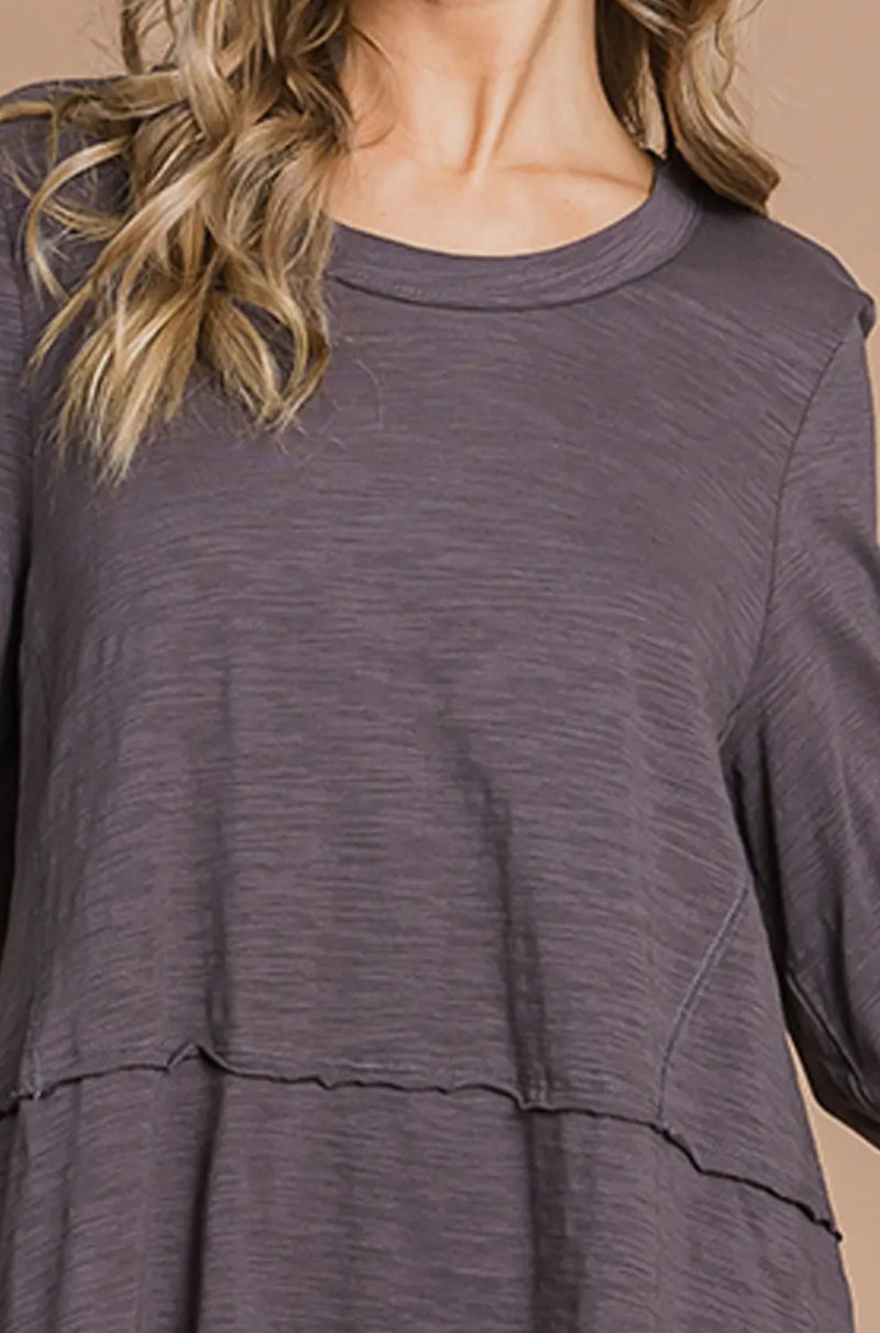 Charcoal Cotton Casual Top