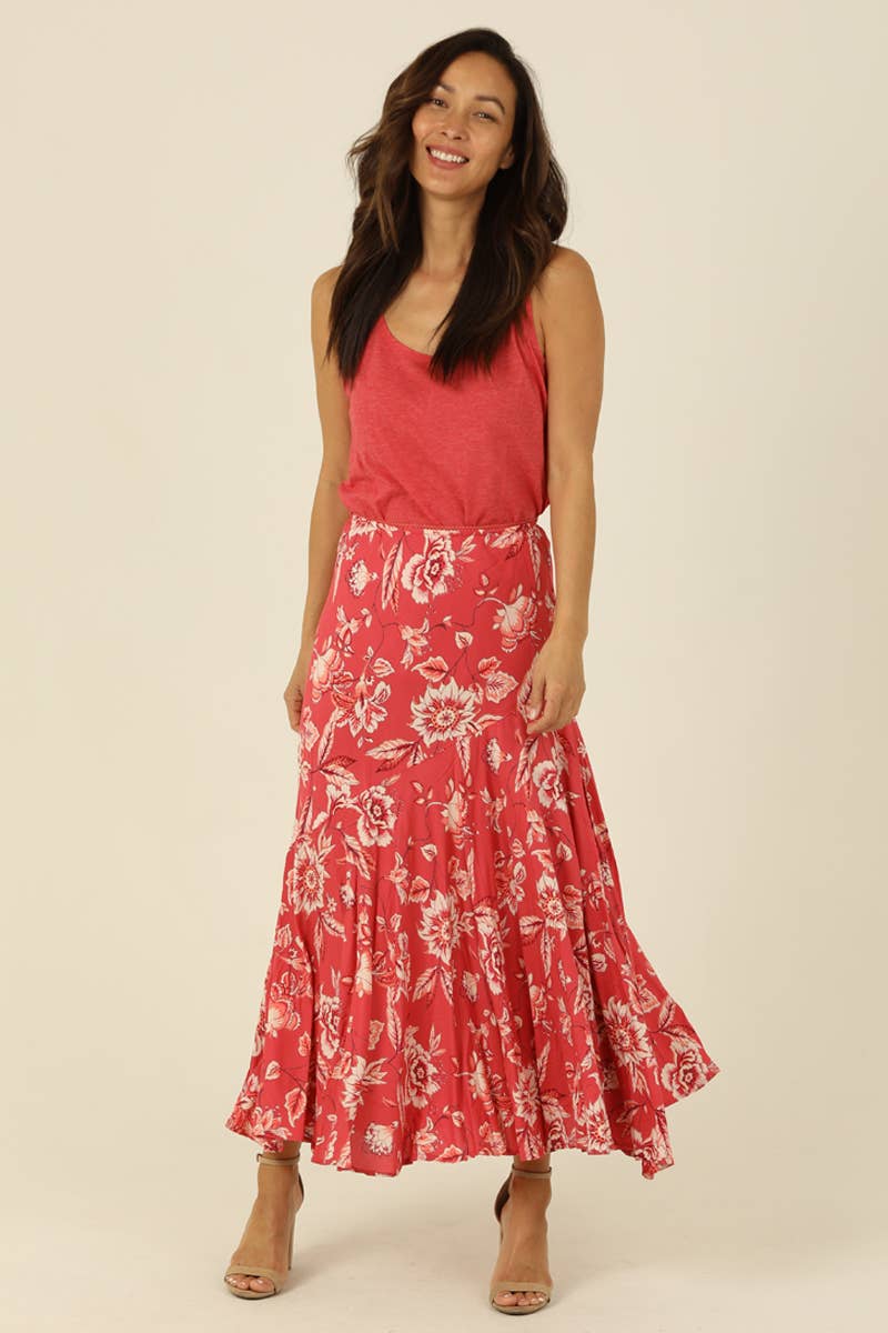 Ruffle Hem Maxi Skirt