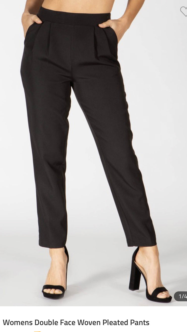 Pleated Straight Cut Dress Pants