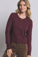 Crew Neck Button-up Cardigan