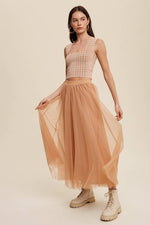 Rust Mesh Tulle Maxi Skirt