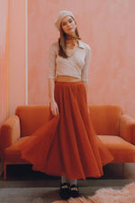 Rust Mesh Tulle Maxi Skirt