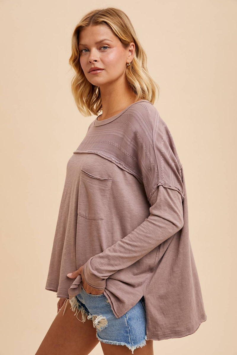 Embroidered Panel Pocket Top