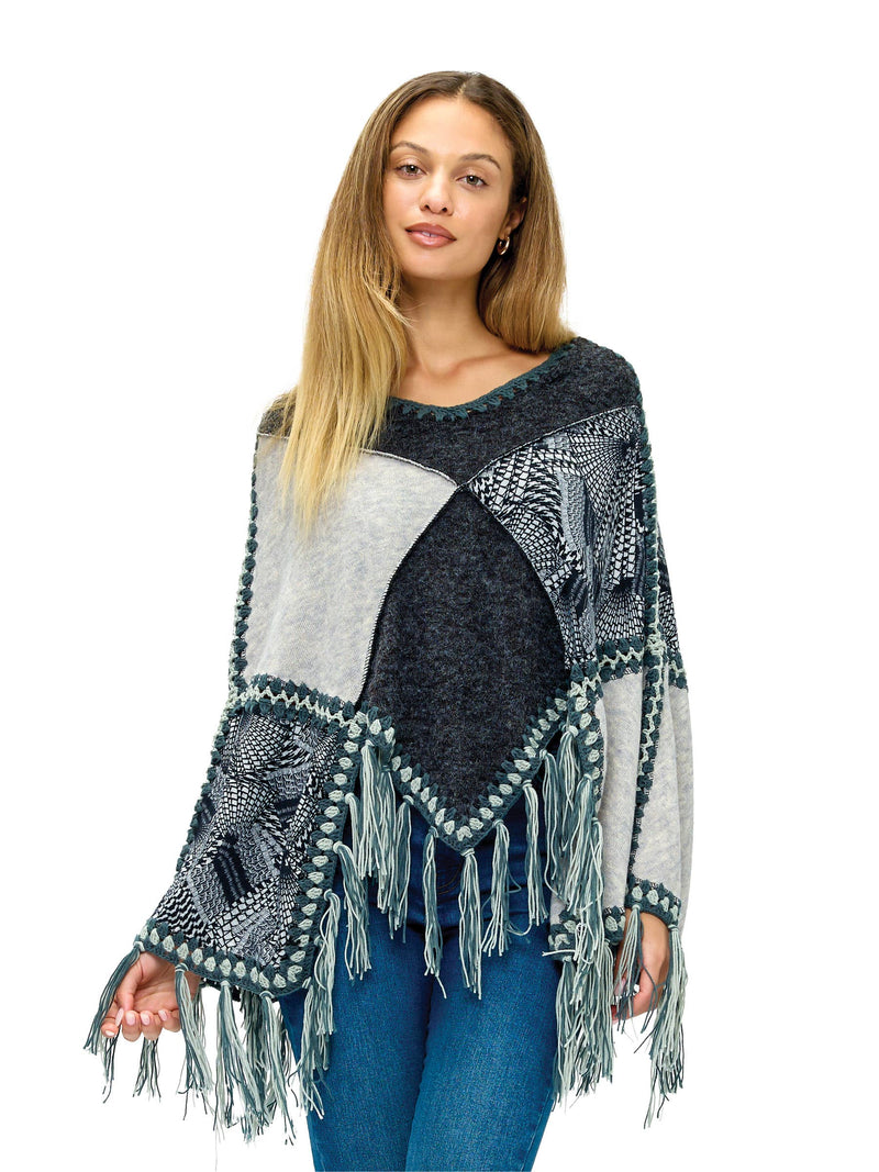 Pullover Patchwork Poncho