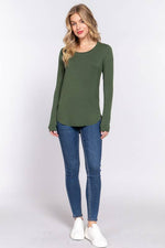 Long Sleeve Round Neck Rayon Top