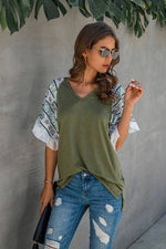 Deco Ruffle Sleeve V-Neck Top
