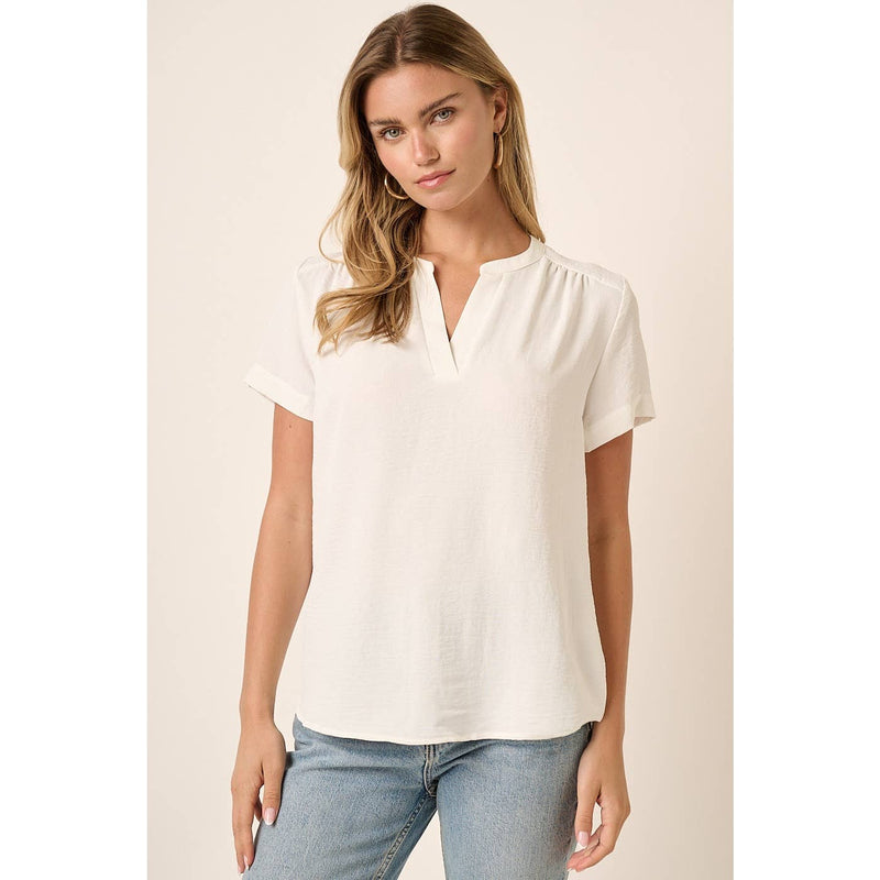 Short Sleeved Rayon Top in Wine or Ivory